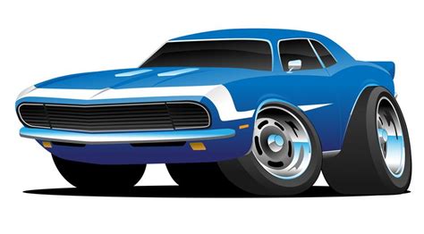 Classic Sixties Style American Muscle Car Hot Rod Cartoon Vector