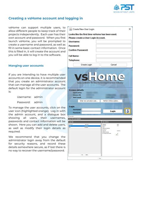 vsHome Guide - Setting up Accounts : PST Support Portal