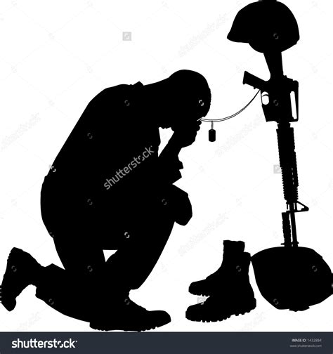 Soldier Kneeling At Cross Silhouette At Getdrawings Free Download