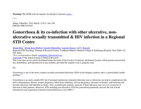 Pdf Gonorrhoea And Its Co Infection With Other Ulcerative Non Ulcerative Sexually Transmitted