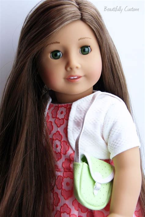 custom american girl doll emerald green eyes long light caramel brown hair american girl