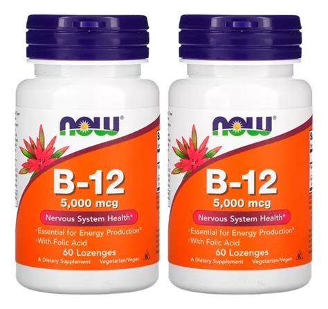 Vitamina B12 De Now Foods 5000 Mcg Y ácido Fólico 60 Y 2 Onzas Sin