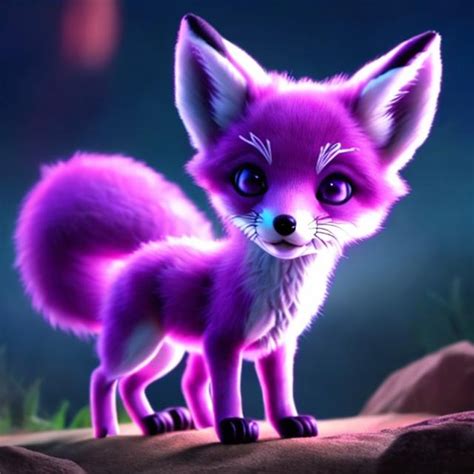 A Glowing Purple Baby Fox Anime Openart