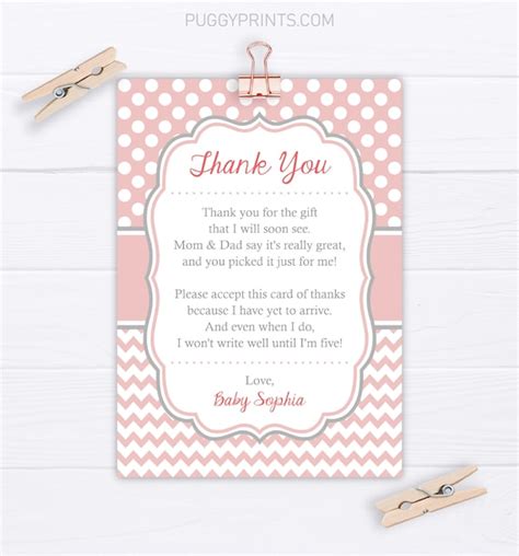 Baby Shower Thank You Card Girl Baby Shower Baby Sprinkle Thank You