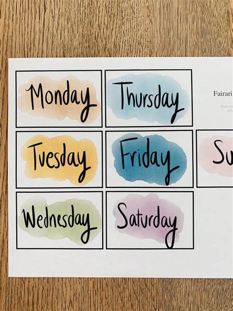 Days Of The Week Printable Labels For Visual Schedule Etsy