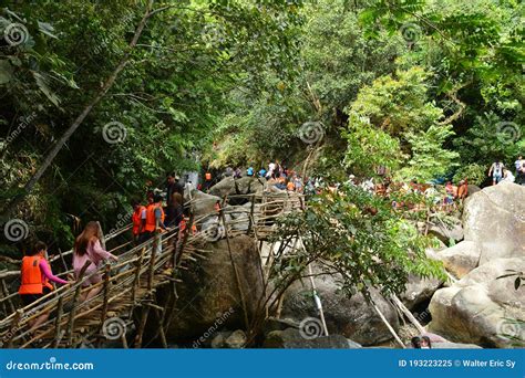 Tanawan Waterfalls Bamboo Bridge In Aurora Philippines Editorial Image