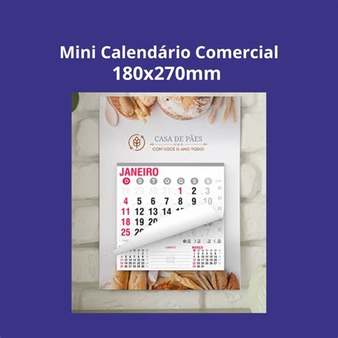 100 Mini Calendário Comercial 2024 180x270mm Elo7
