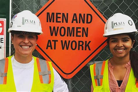 Plaza Constructions Men And Women At Work Construction Signs Are One