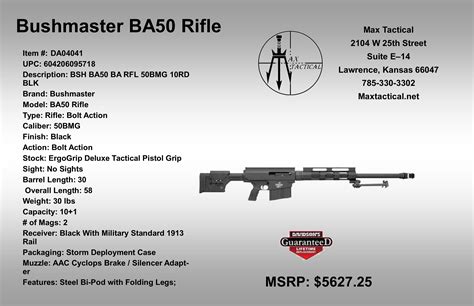 Bushmaster Ba50 Rifle Max Tactical