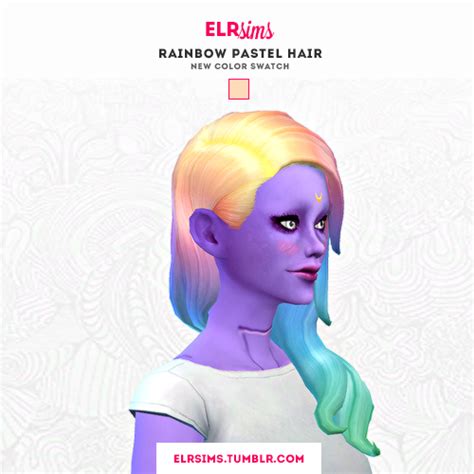 Rainbow Pastel Hair 3 Recolors Grannybun Elrsims
