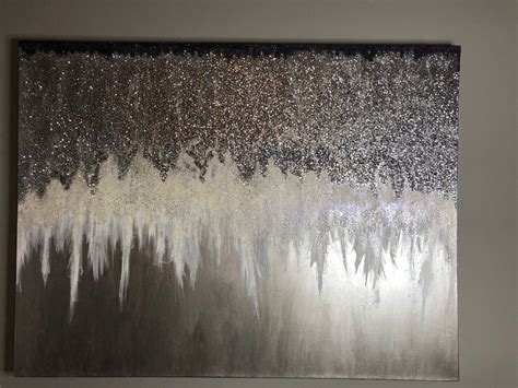 Silver White And Black Sparkle Painting Etsy Sparkle Paint Art