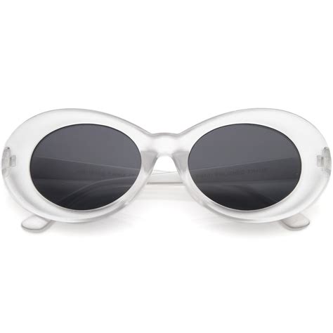 Retro 1990s Fashion Transparent Thick Clout Goggle Oval Sunglasses
