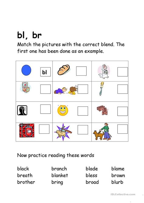 Try kids academy talented & gifted app with. Blends bl, br worksheet - Free ESL printable worksheets ...