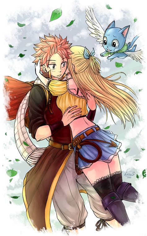 Lucy Heartfilia Natsu Dragneel And Happy Fairy Tail Drawn By