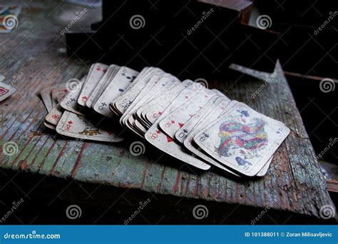 Playing Cards On Wooden Table Stock Image Image Of Industry Finance