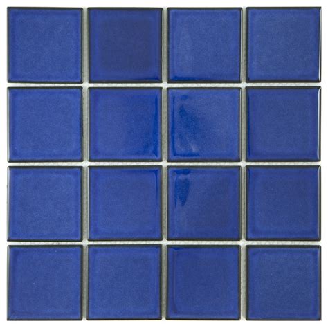 12x12 Cobalt Blue Square Pool Mosaic Contemporary Mosaic Tile