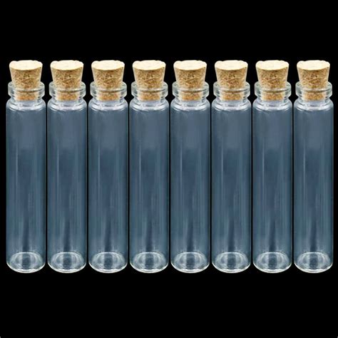 Jags Mini Glass Bottles With Cork 4 5 Ml Pack Of 8 Size 11x60mm