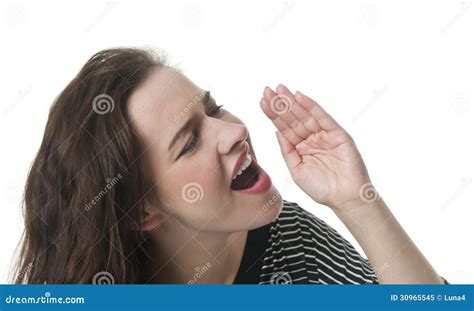 Woman Calling Out To Someone Stock Image Image Of Screaming Girl