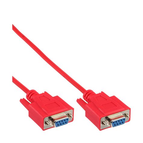 Inline Null Modem Cable Dp9 Pin Female To Female Moulded Red 2m Null