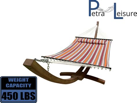 Petra Leisure 14 Ft Teak Wooden Arc Hammock Stand Deluxe Quilted