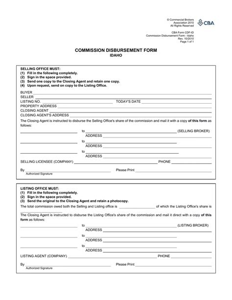 Commission Disbursement Form ≡ Fill Out Printable Pdf Forms Online