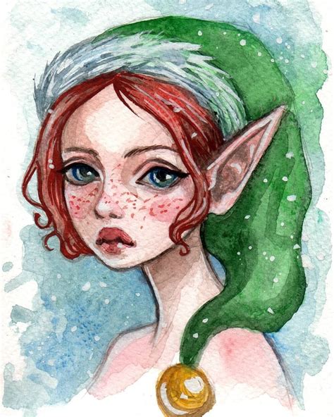 New Watercolor Postcards With Christmas Elves In My Etsy Store Art