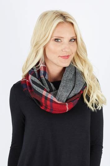 Formerly Hot Mama Women S Clothing For Moms Plaid Infinity Scarf