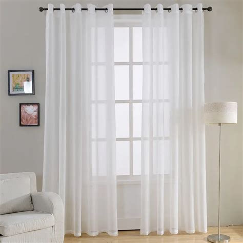 Modern Plain White Sheer Curtains For Living Room Bedroom Voile Tulle