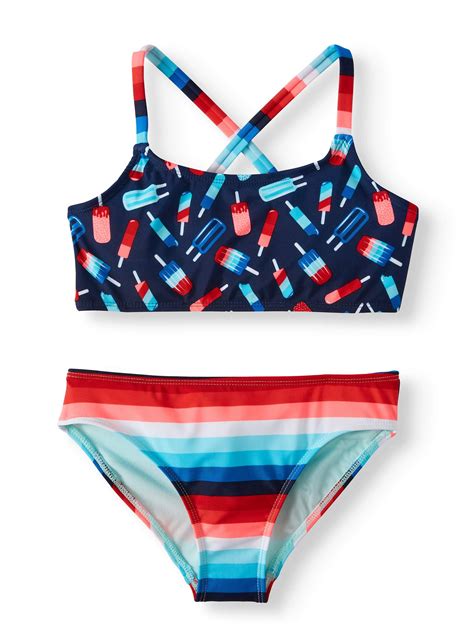 Wonder Nation - Cross-back Bikini Swimsuit (Little Girls & Big Girls