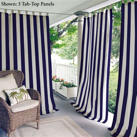 Highland Stripe Navy Indoor Outdoor Curtain Panel