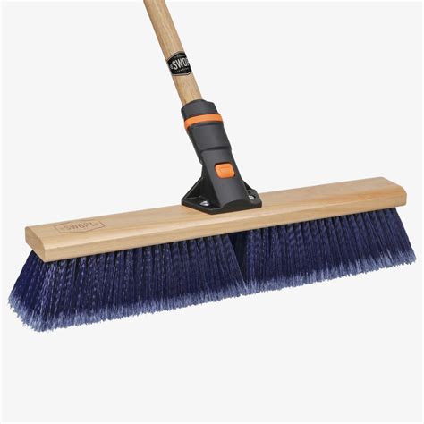 18 In Multi Surface Push Broom W60 Wooden Handle Combo Swopt