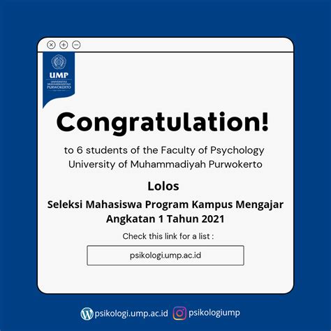 Selamat Mahasiswa Psikologi Ump Terpilih Mengikuti Program Kampus Mengajar Fakultas Psikologi