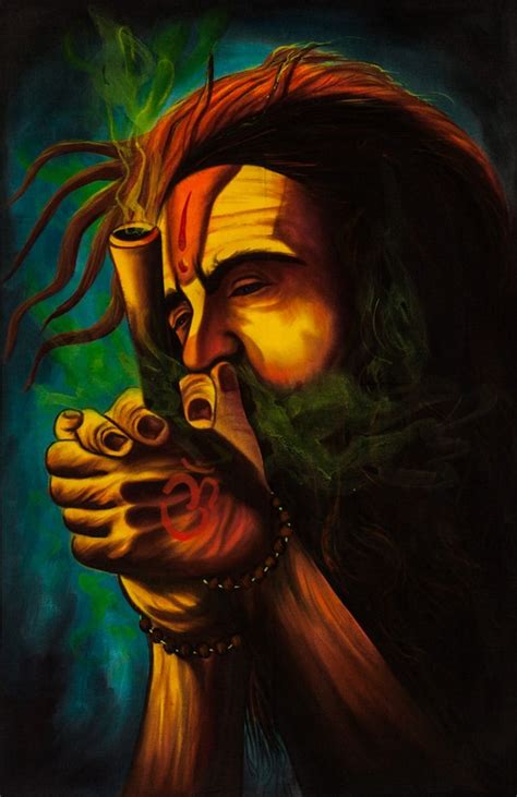 Smoking Sadhu Psychedelic Art Hand Painted By Psientistts