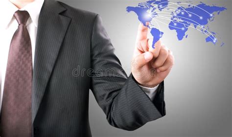 Businessman Pointing On World Map Stock Image Image Of Isolated