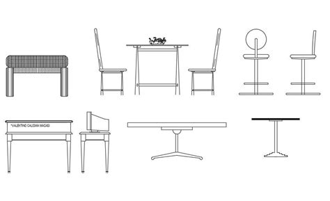 2d Table And Chair Blocks Side Elevation Autocad File Cadbull