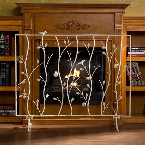 Interior Artistic Decorative Fireplace Screen With Light Metal