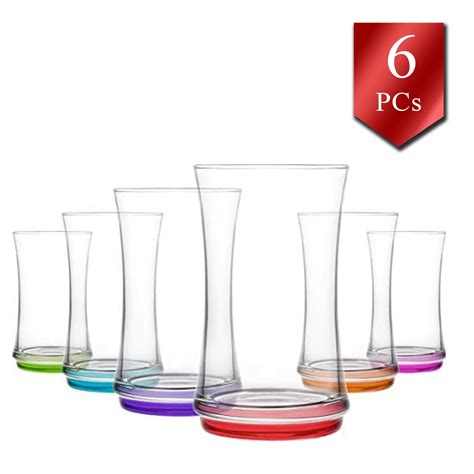 Lav Colored Drinking Glasses Dinnerware Set Of 6 Long Glass Tumbler For Juice Water And