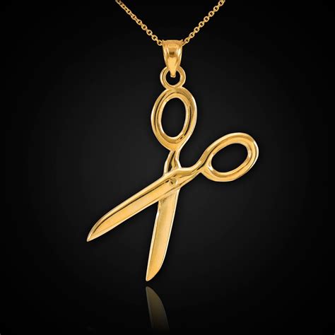 Gold Scissor Pendant Necklace Scissor Necklace Yellow Gold Necklaces Jewelry Maker Barber
