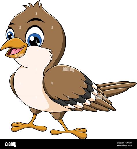 Cute Sparrow Bird Cartoon Vector Illustration Stock Vector Image And Art