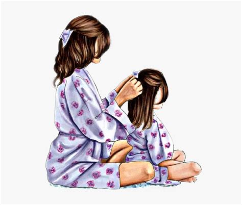 Transparent Mom And Daughter Clipart Mother And Daughter Drawing Hd