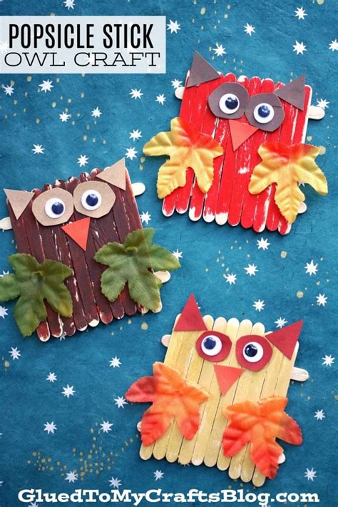 Popsicle Stick Owls Kid Craft Idea For Autumn Fun