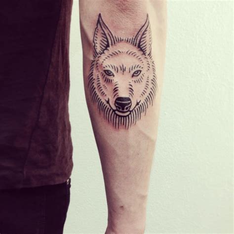 Fine Line White Wolf Tattoo On The Right Forearm Wolf Tattoos Fire