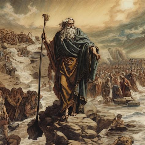 Premium Ai Image Exodus Of The Bible Moses Crossing The Red Sea With