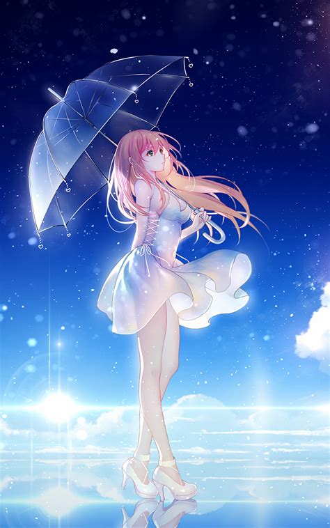 Anime Girl Umbrella Long Hair 800x1280 Phone Hd Wallpaper