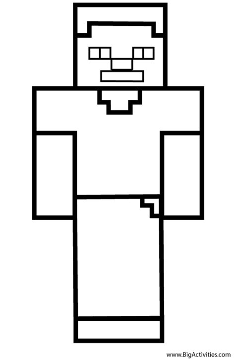 Steve Coloring Page Minecraft