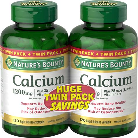 Natures Bounty Absorbable Calcium 1200mg Plus Vitamin D3 25mcg