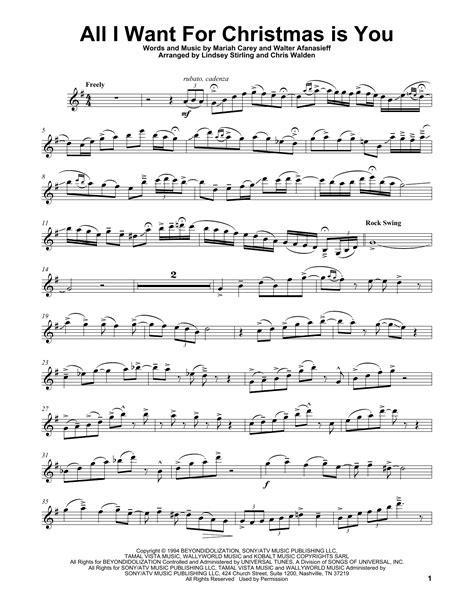 I won't ask for much this christmas. Lindsey Stirling "All I Want For Christmas Is You" Sheet ...