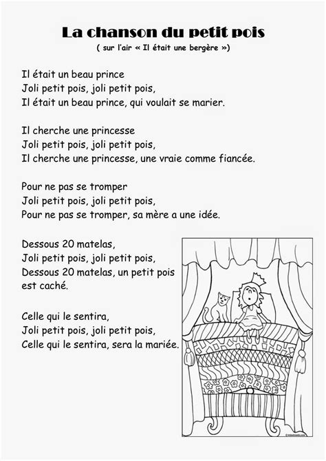 Comptine La Chanson Du Petit Pois En Ms Comptines Chansons Maternelle Princesse Au Petit