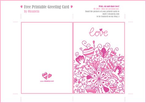 Greeting Card Valentine Template Printable Free A4 Format Folds To