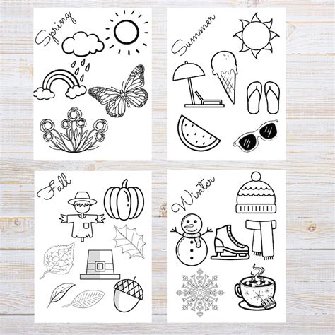 4 Seasons Coloring Pages Printable Etsy Sweden